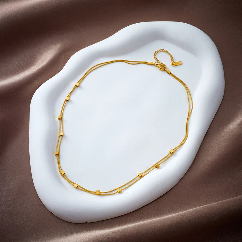 Luxe Cube  Colar Feminino de Aço Inoxidável 316L