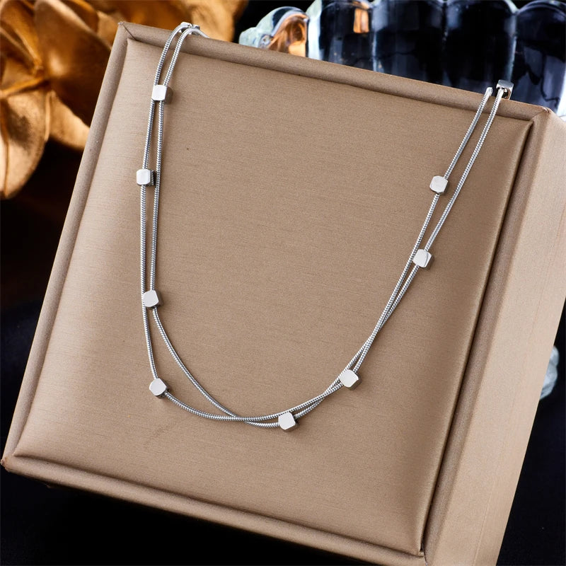 Luxe Cube  Colar Feminino de Aço Inoxidável 316L